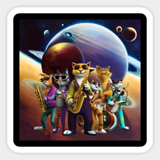 Astro Funk Cat Explorers Sticker